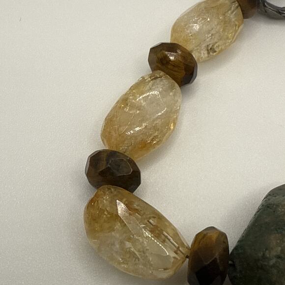 Silpada Gemstone Bracelet Sterling Silver Turquoise Quartz Tigers Eye 6.5” - Picture 4 of 7